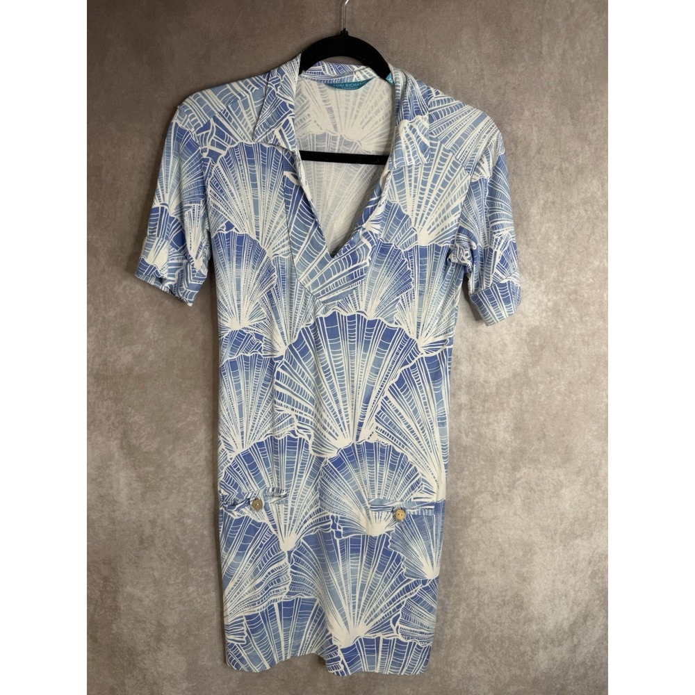 Tori Richard Honolulu Seashell Modal Shift Dress In Blue Women's Size XS